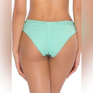 Smart & Sexy Light Teal Ruffle Edged Ruched Back Bikini Bottom size M